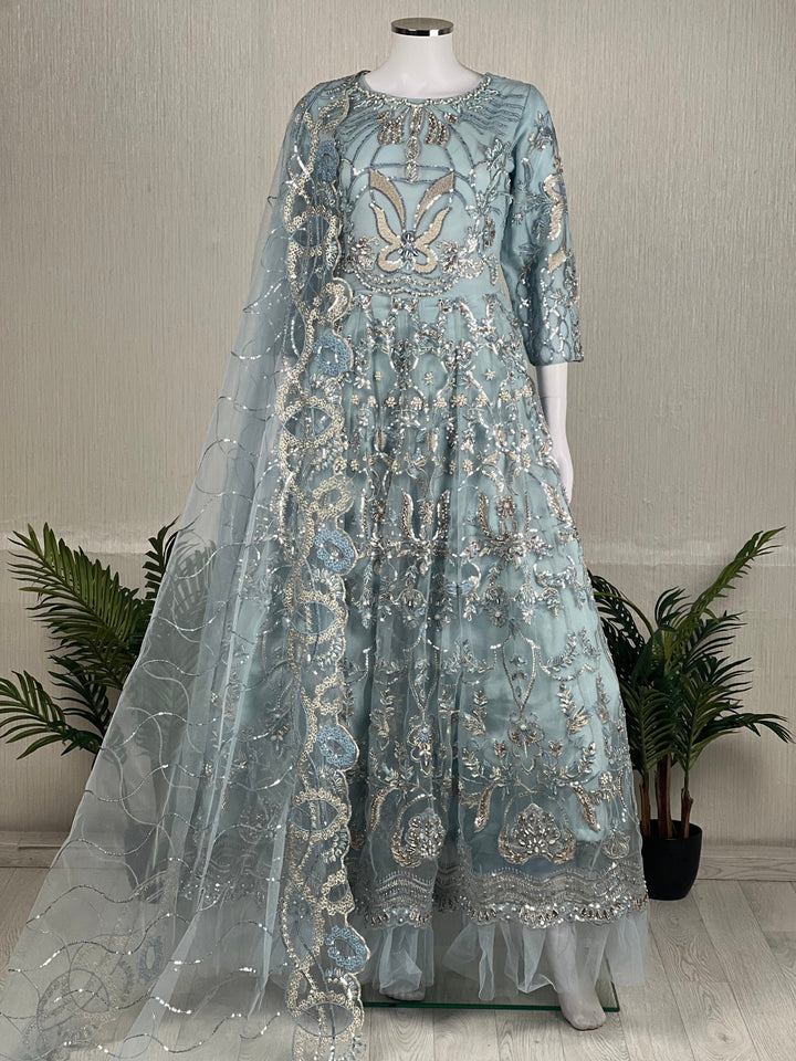 KASHISH VOL - 2 BY SHAGUN - ORGANZA/NET MAXI COLLECTION -AQUA COLOUR