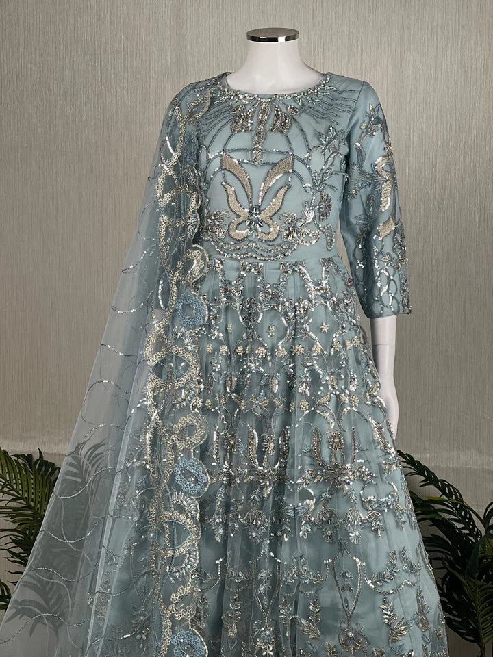 KASHISH VOL - 2 BY SHAGUN - ORGANZA/NET MAXI COLLECTION -AQUA COLOUR