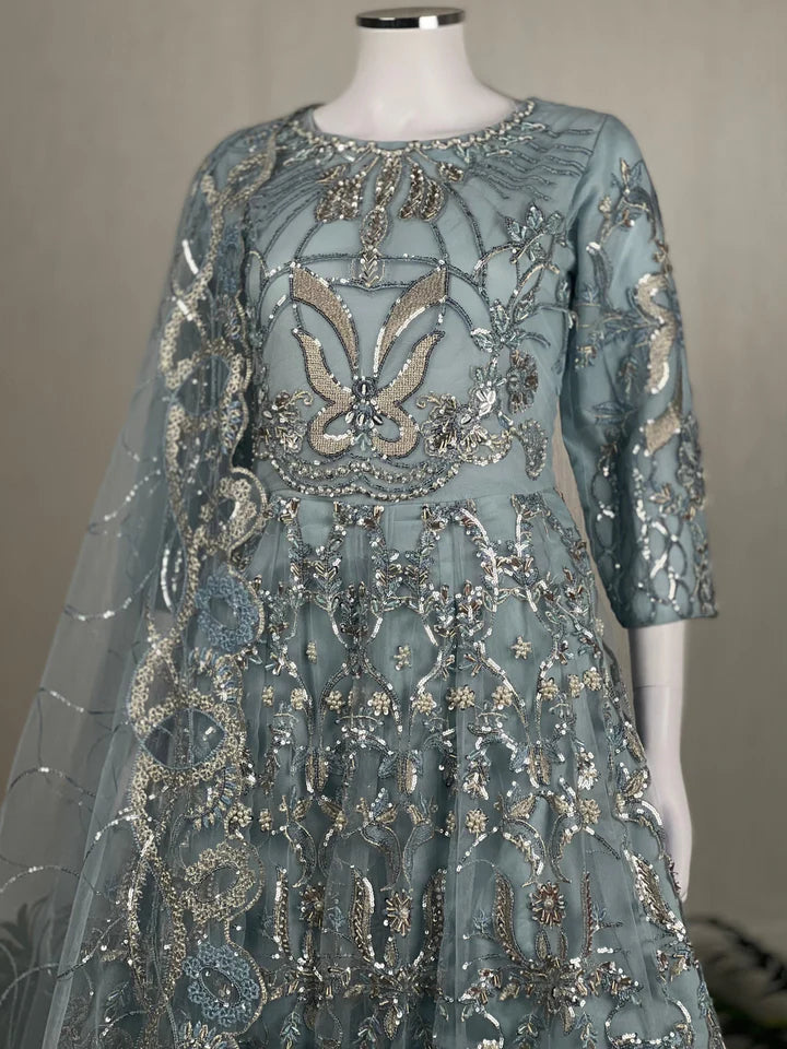 KASHISH VOL - 2 BY SHAGUN - ORGANZA/NET MAXI COLLECTION -AQUA COLOUR