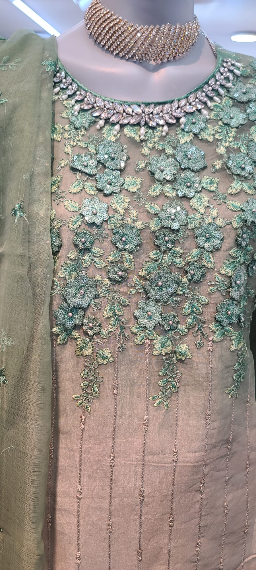 MEHNDI COLLECTION 2024  MULTI MIRROR SHIRT WITH PLAZZO