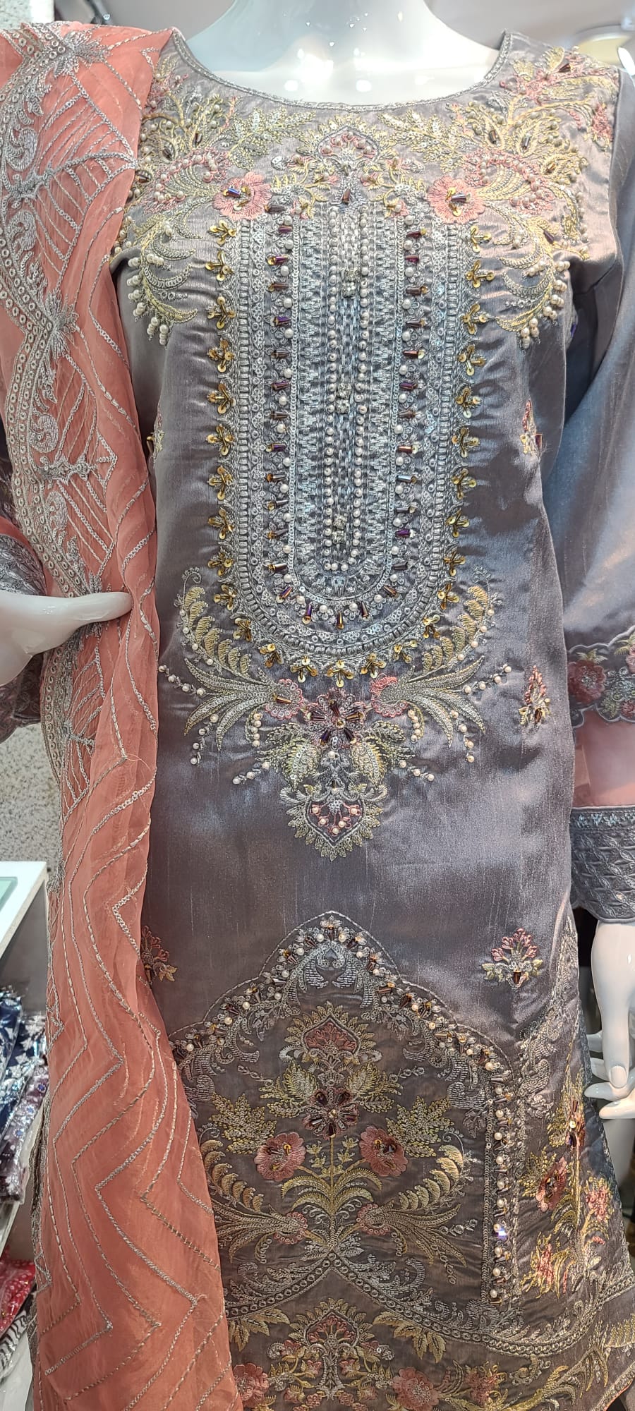 MEHNDI COLLECTION 2024  MULTI MIRROR SHIRT WITH PLAZZO