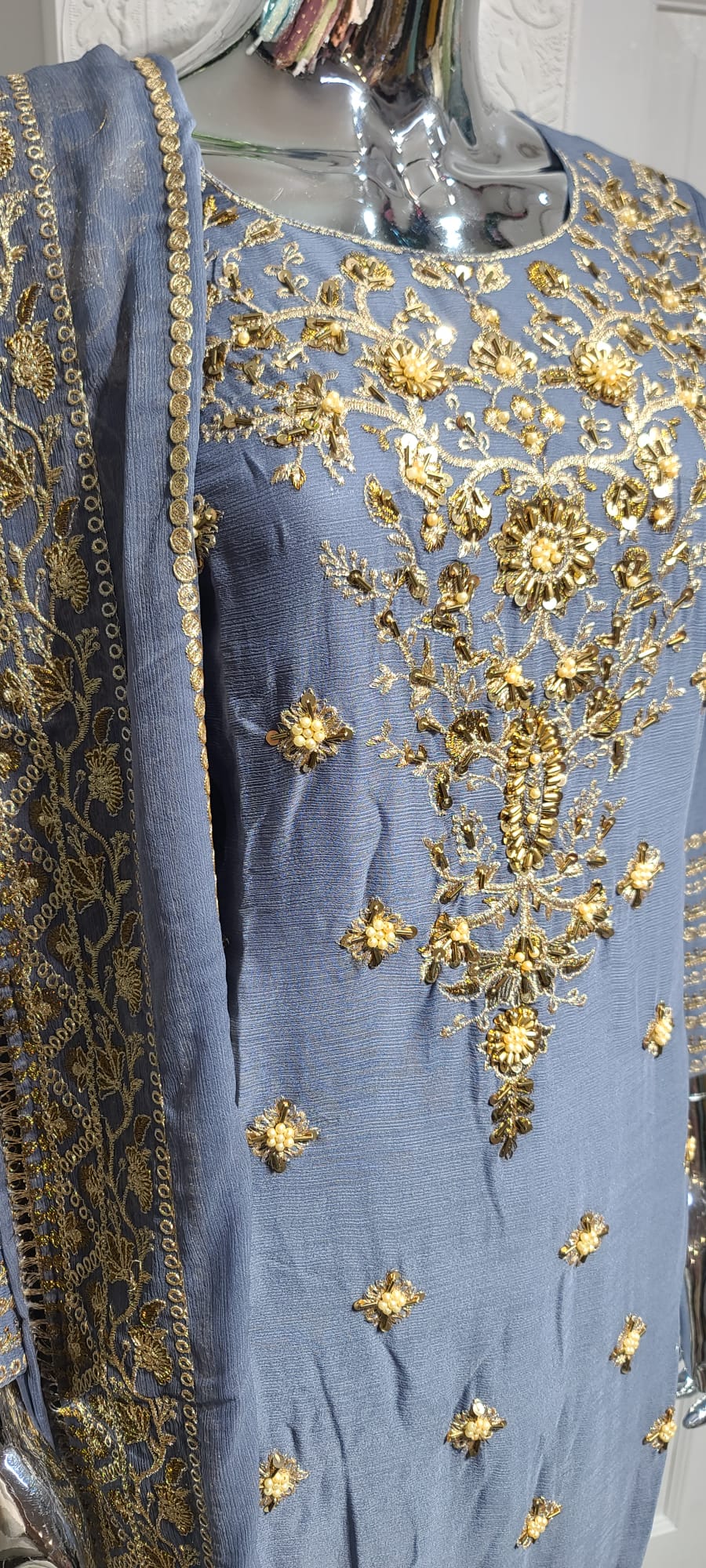 MEHNDI COLLECTION 2024 MULTI MIRROR SHIRT WITH PLAZZO