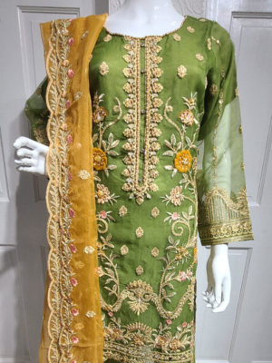 MEHNDI COLLECTION 2024 PRE MULTI MIRROR SHIRT WITH PLAZZO